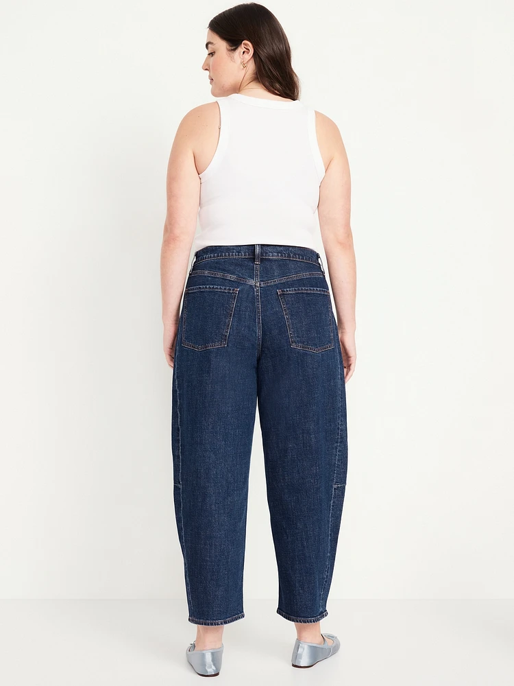 High-Waisted Barrel Ankle Jeans