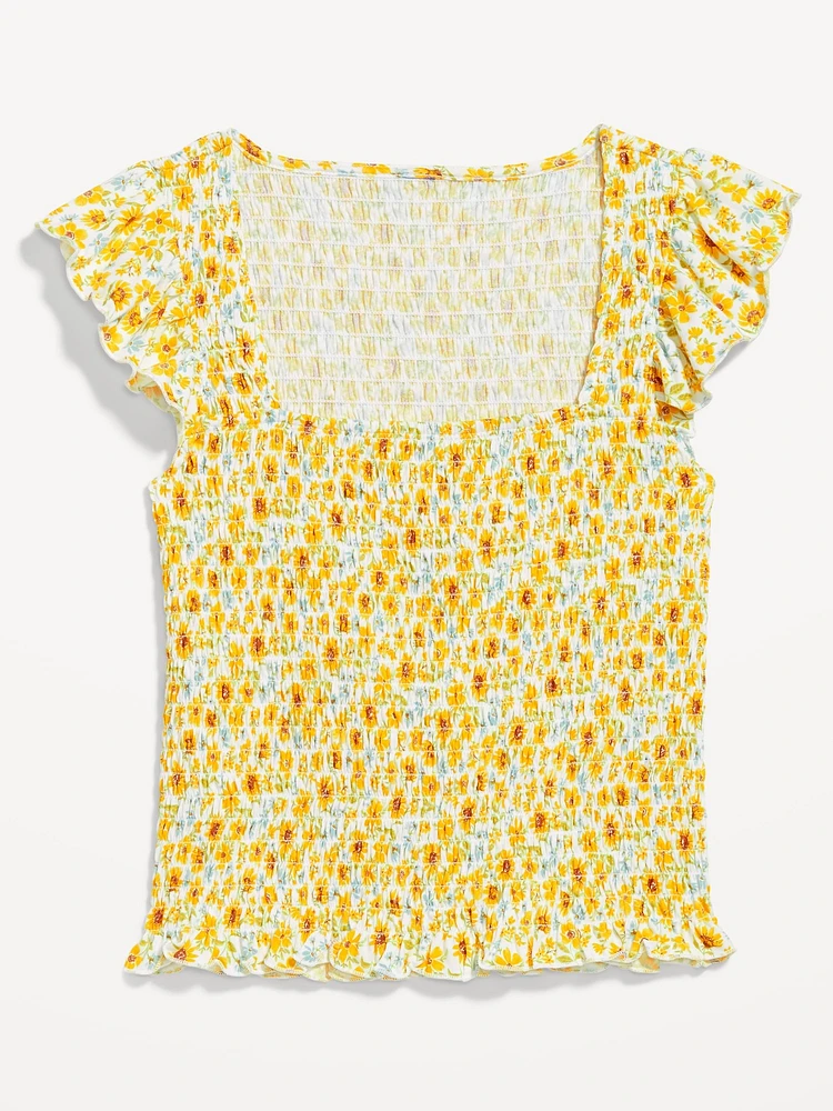 Flutter-Sleeve Smocked Top