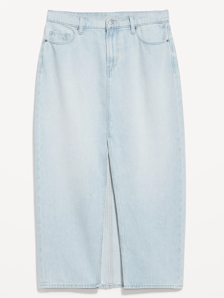 Mid-Rise Jean Maxi Skirt