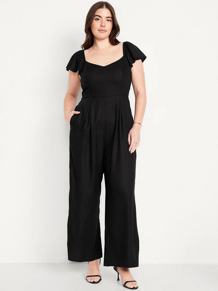 Fit & Flare Crepe Jumpsuit