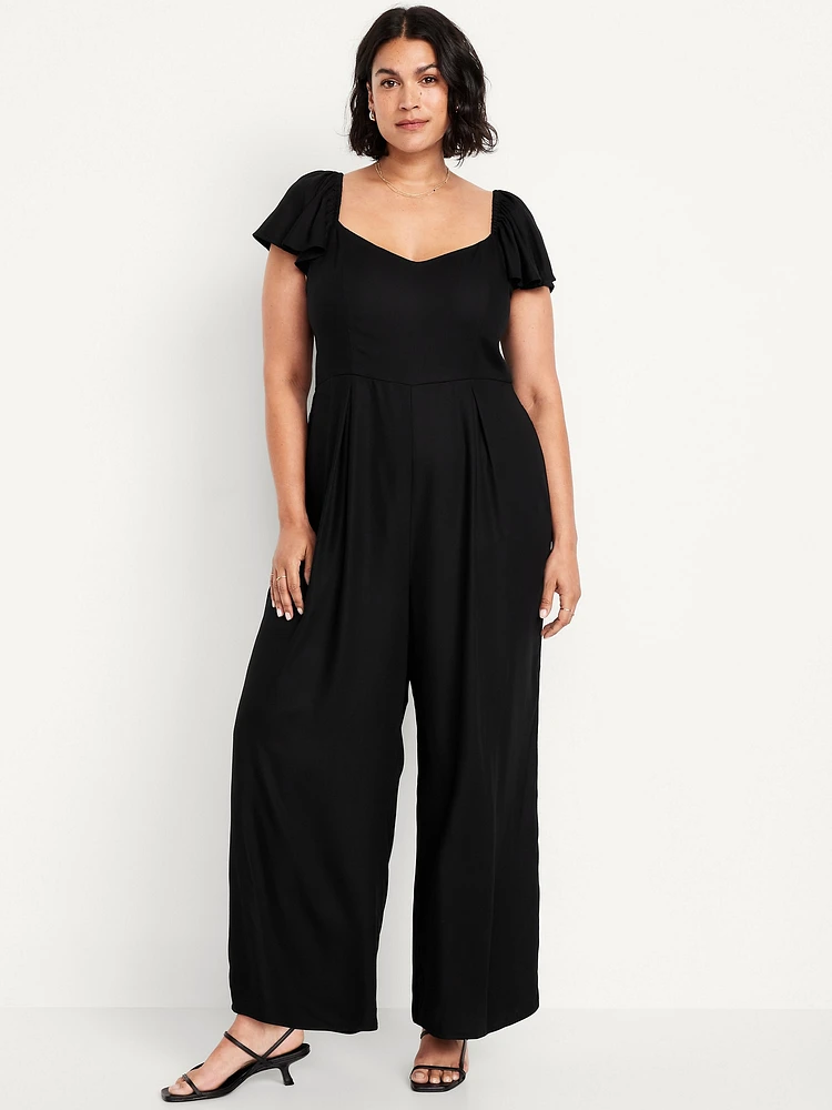 Fit & Flare Crepe Jumpsuit