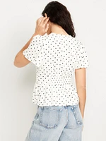 V-Neck Button-Down Crepe Top