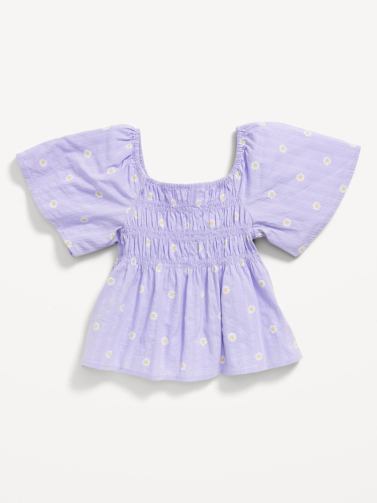 Flutter-Sleeve Smocked Top for Girls