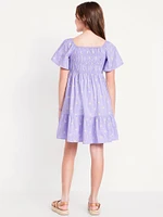 Flutter-Sleeve Fit and Flare Dress for Girls