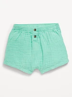 Double-Weave Button-Front Shorts for Baby