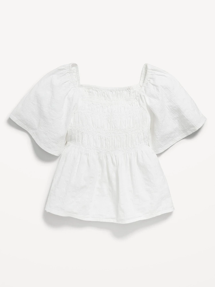 Flutter-Sleeve Smocked Top for Girls