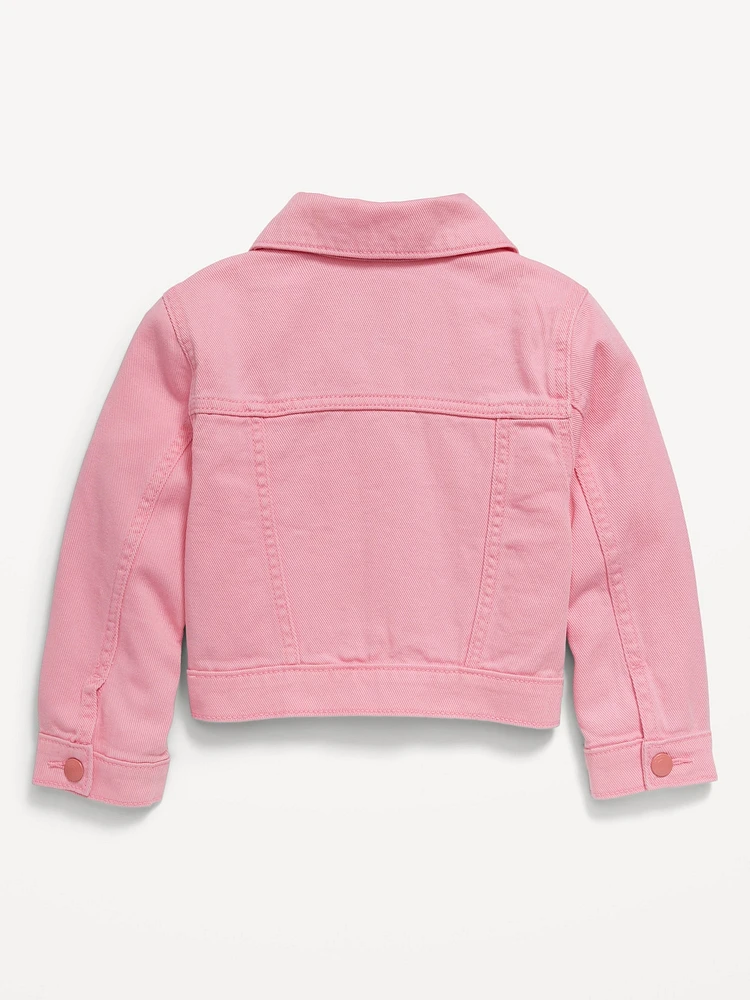 Cropped Trucker Twill Jacket for Toddler Girls