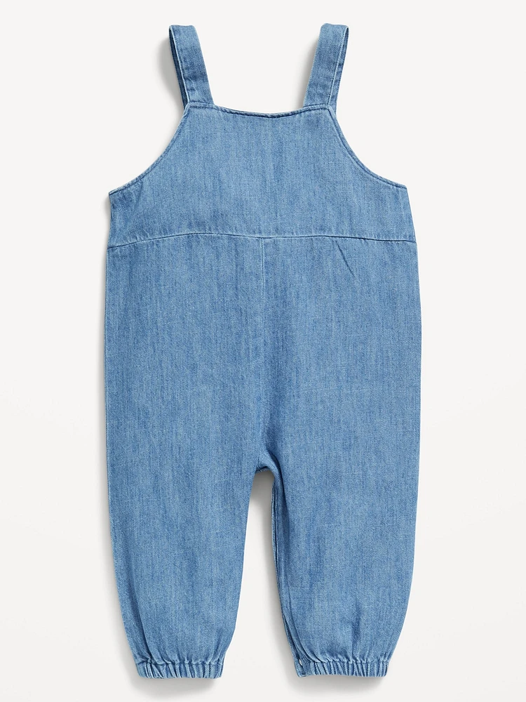 Scallop-Trim Overalls for Baby