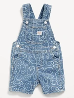 Loose Printed Jean Shortalls for Baby