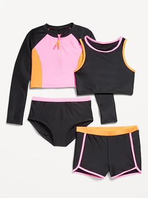 4-Piece Matching Tankini Swim Set for Girls