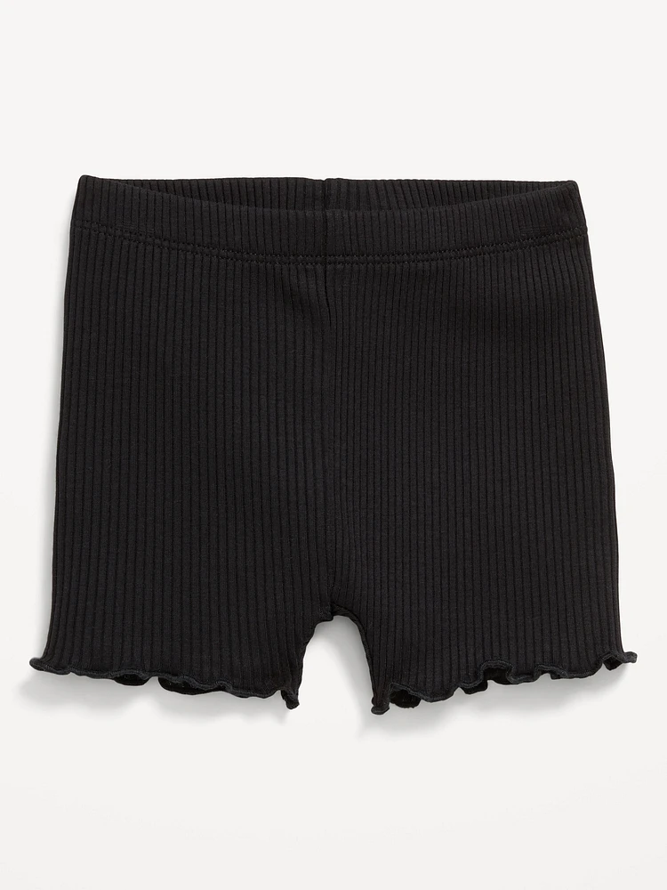 Ribbed Lettuce-Edge Biker Shorts for Baby