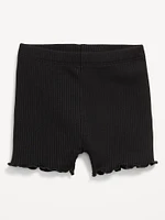 Ribbed Lettuce-Edge Biker Shorts for Baby