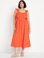 Fit & Flare Lightweight Smocked Midi Dress