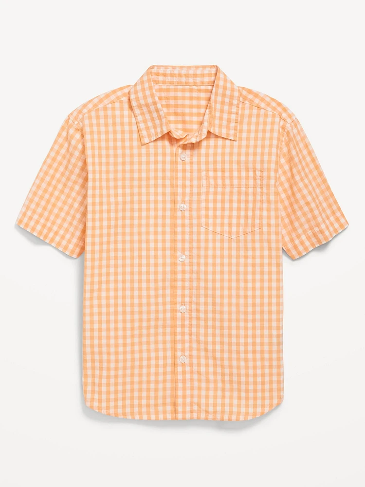 Printed Short-Sleeve Poplin Shirt for Boys