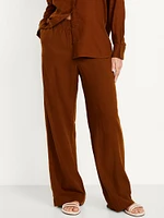 High-Waisted Linen-Blend Wide-Leg Pants