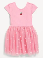 Short-Sleeve Fit and Flare Tutu Dress for Toddler Girls