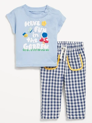 Short-Sleeve Graphic T-Shirt and Pants Set for Baby