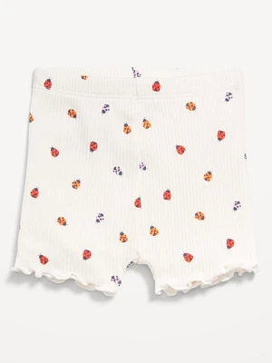 Ribbed Lettuce-Edge Biker Shorts for Baby
