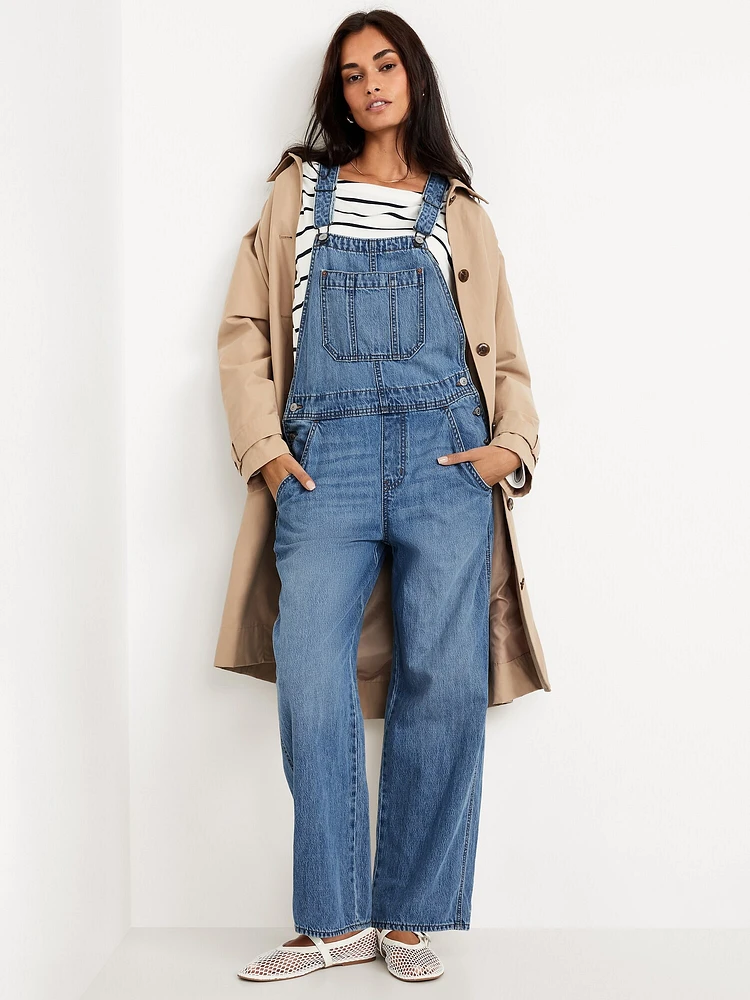 Baggy Wide-Leg Jean Overalls