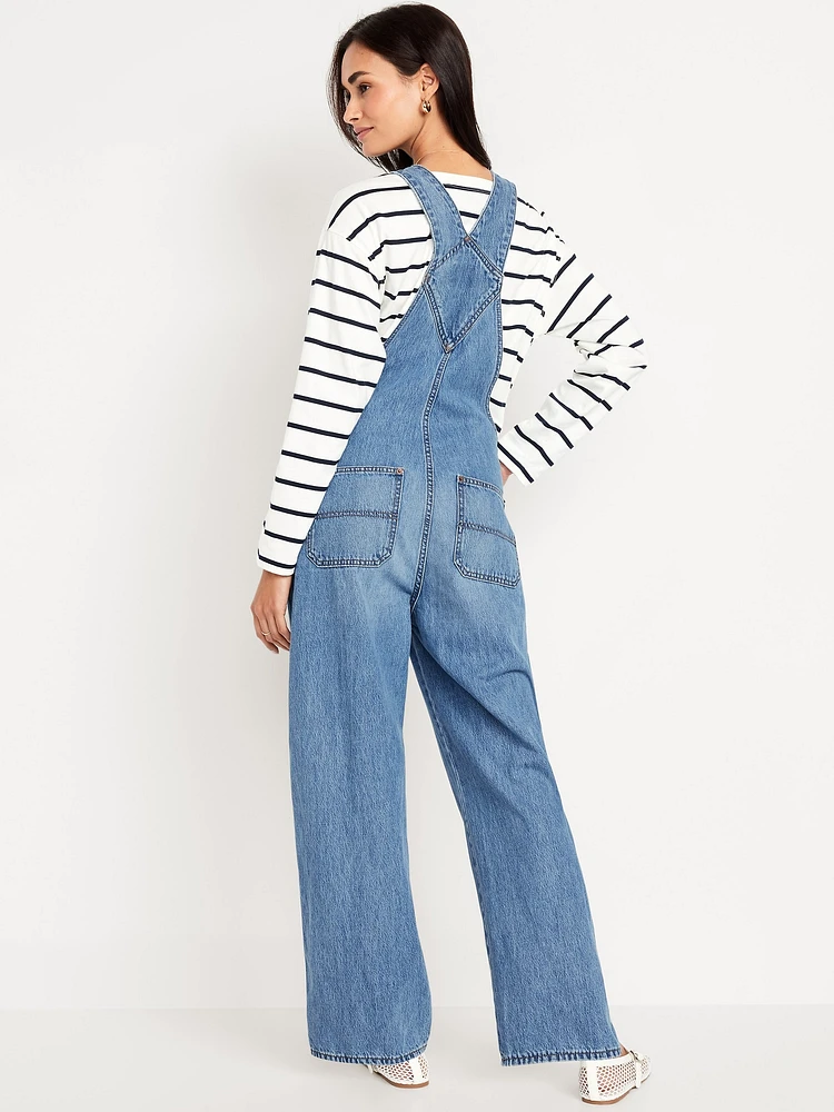 Baggy Wide-Leg Jean Overalls