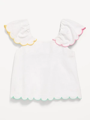 Short-Sleeve Scallop-Trim Top for Toddler Girls