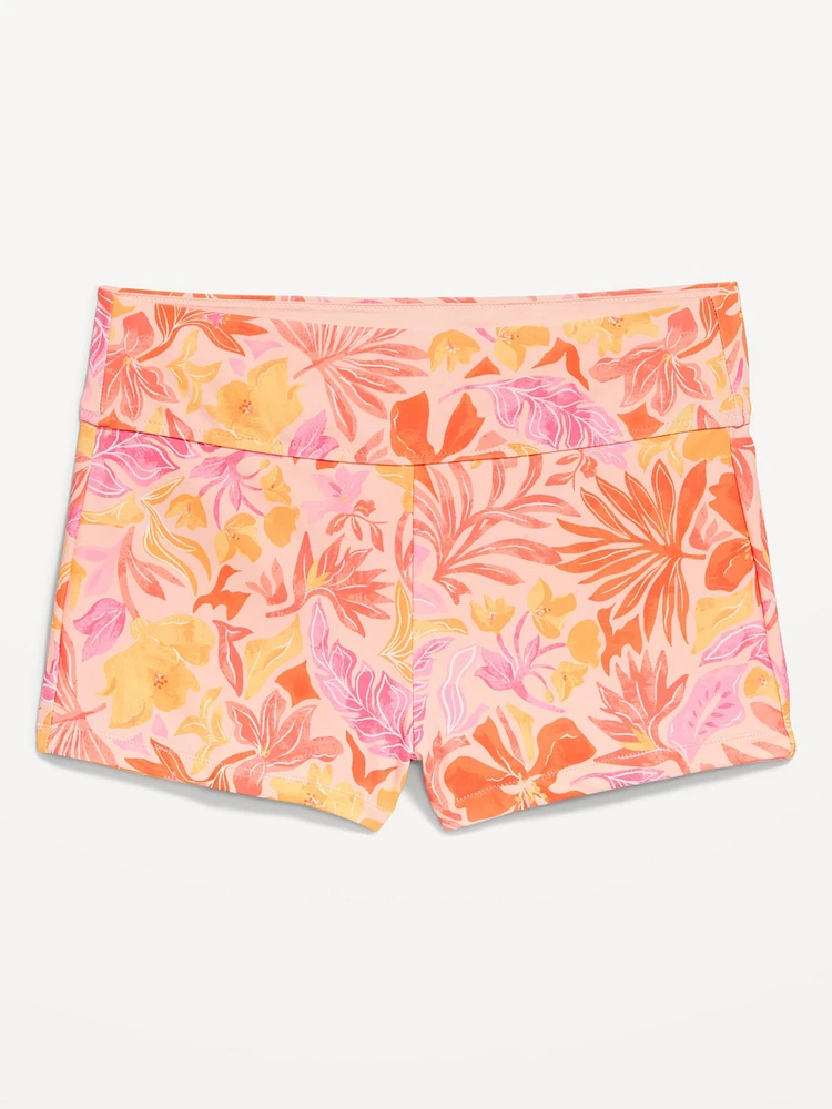 High-Waisted Matte Swim Shorts -- 2-inch inseam