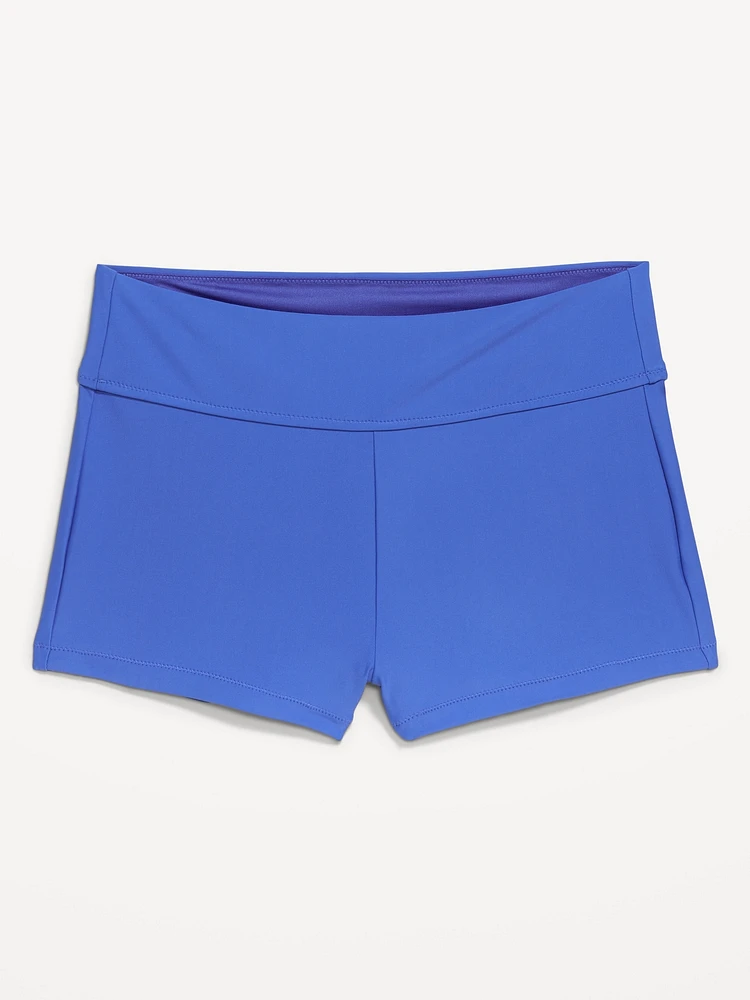 High-Waisted Matte Swim Shorts -- 2-inch inseam