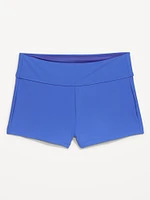 High-Waisted Matte Swim Shorts -- 2-inch inseam