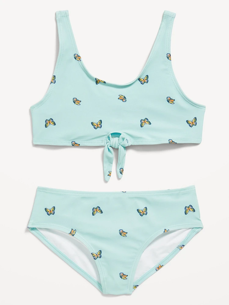 Printed Tie-Knot Bikini Swim Set for Girls