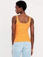 First-Layer Ribbed Scoop-Neck Tank Top