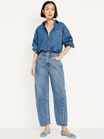 High-Waisted Barrel Ankle Jeans