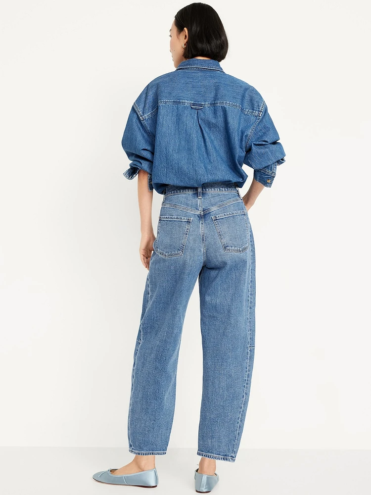 High-Waisted Barrel Ankle Jeans