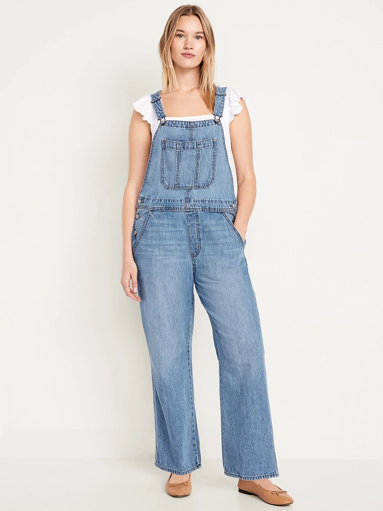Baggy Wide-Leg Jean Overalls