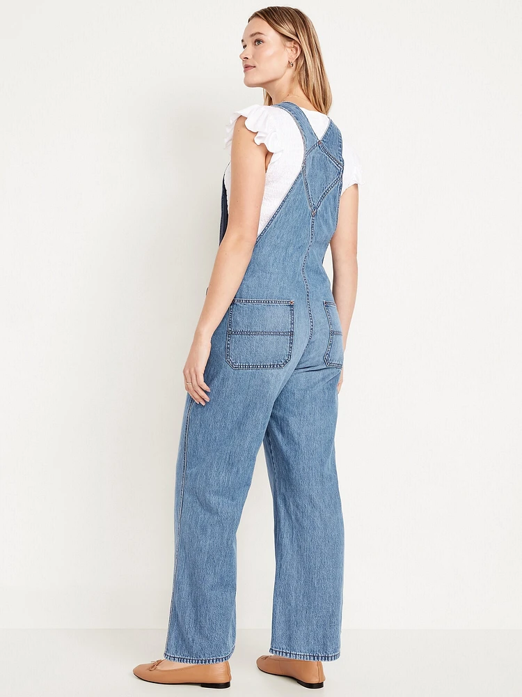 Baggy Wide-Leg Jean Overalls