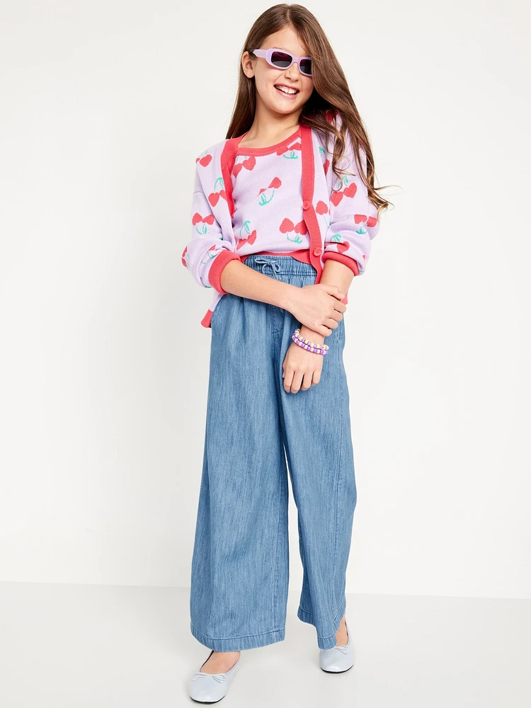 High-Waisted Chambray Wide-Leg Pants for Girls