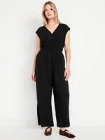 Waist-Defined Wide-Leg Jumpsuit