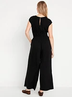 Waist-Defined Wide-Leg Jumpsuit