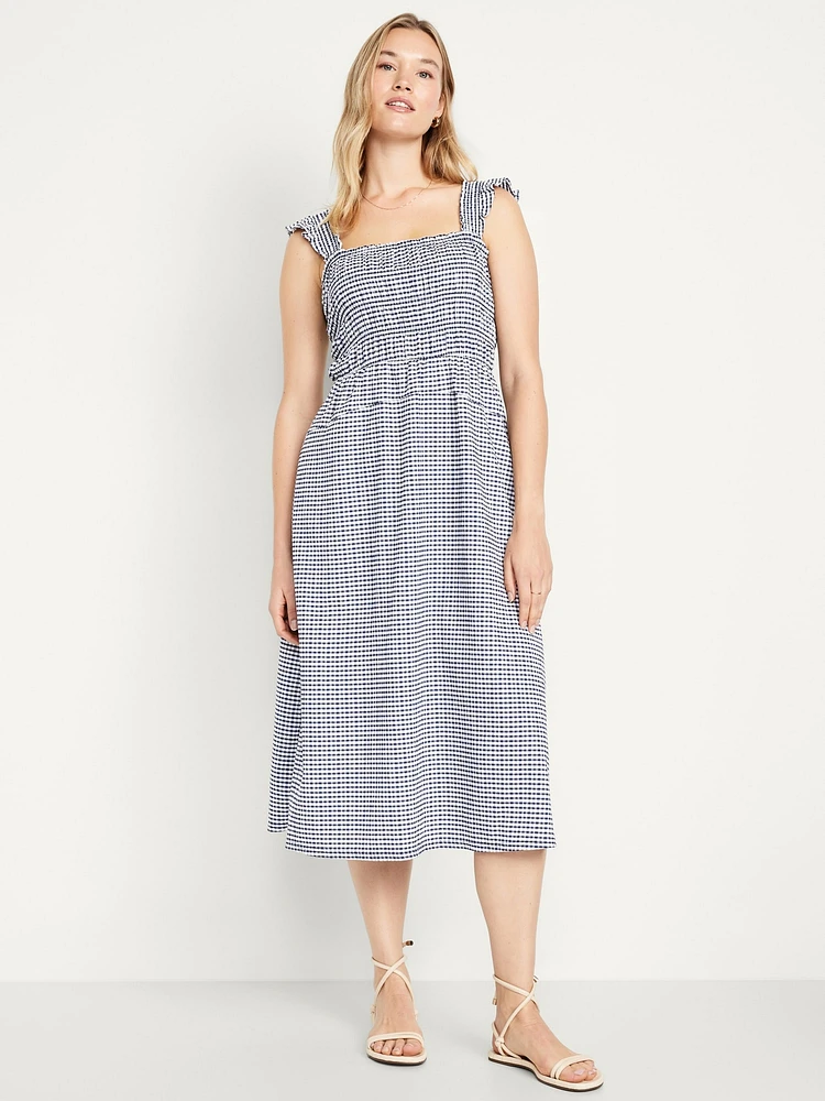 Fit & Flare Lightweight Smocked Midi Dress