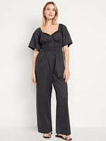 Smocked-Waist Wide-Leg Jumpsuit