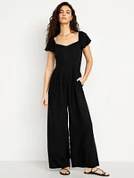 Fit & Flare Crepe Jumpsuit