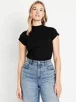 Ribbed Mock-Neck Top