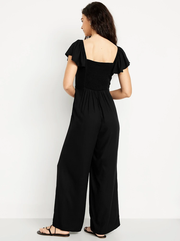 Fit & Flare Crepe Jumpsuit