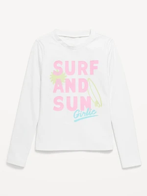 Long-Sleeve Graphic Rashguard Swim Top for Girls