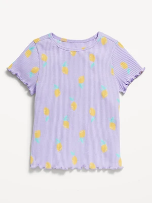 Short-Sleeve Lettuce-Edge T-Shirt for Toddler Girls