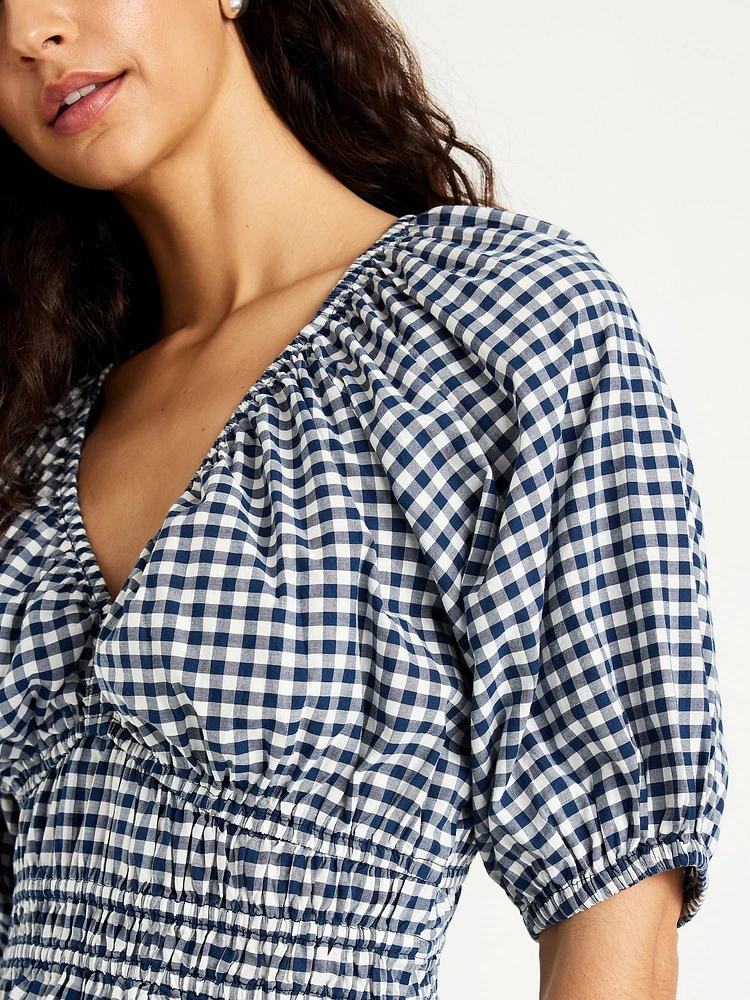 Smocked Gingham Top