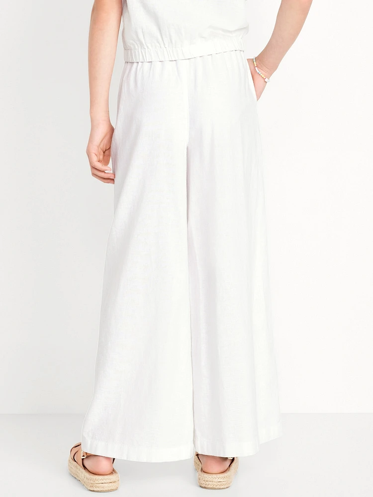 High-Waisted Linen-Blend Wide-Leg Pants for Girls