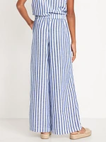 Printed High-Waisted Linen-Blend Wide-Leg Pants for Girls