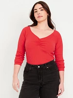 Cinched Rib-Knit Top