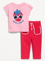 Short-Sleeve Graphic T-Shirt and Pants Set for Baby