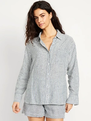 Linen-Blend Button-Down Shirt